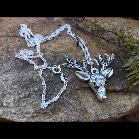 Christmas reindeer deer silver 925 necklace 20” or stainless steel - Picture 14 of 14